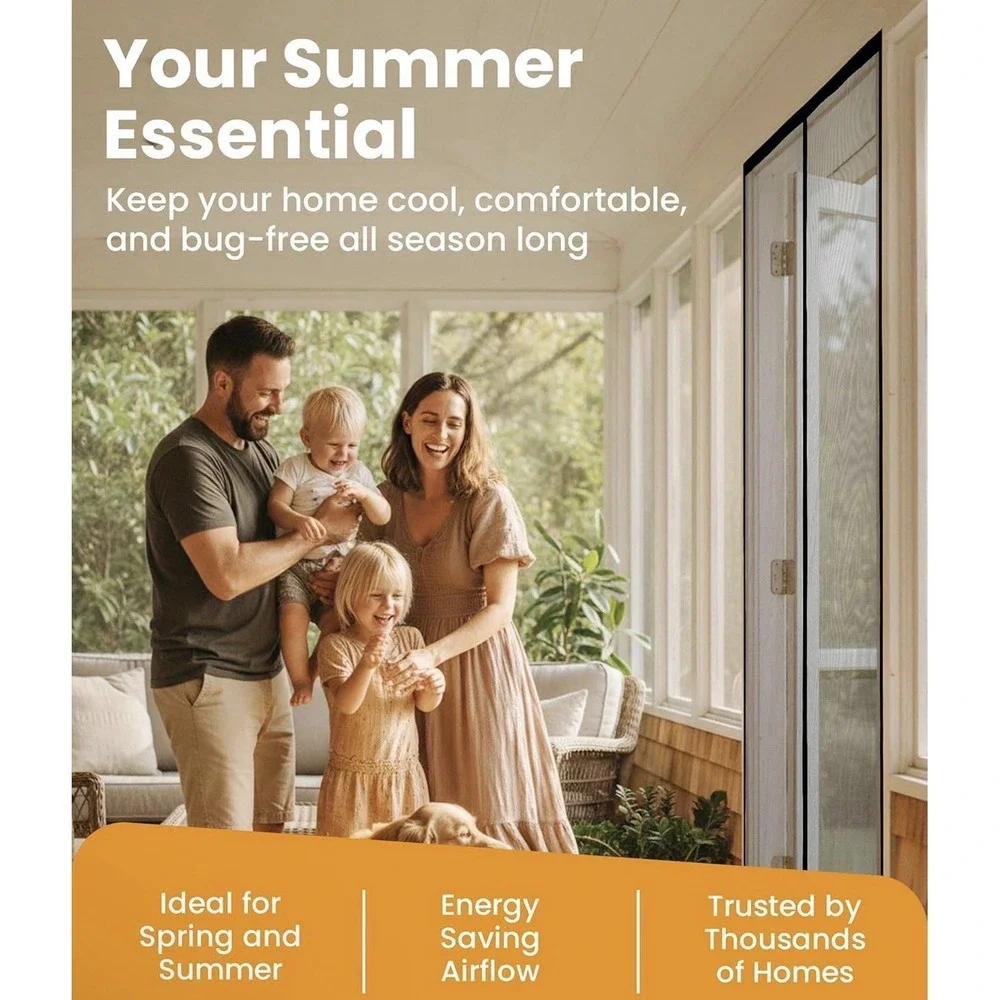 Magnetic Screen Door - Bugs Out, Breeze in - 9Min Install Auto-Sealing Heavy Dut